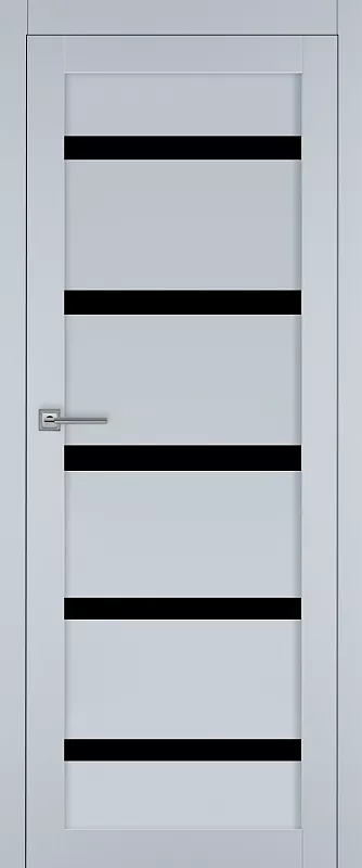 Межкомнатная дверь Carda  Т-5 Серый софт чёрное стекло