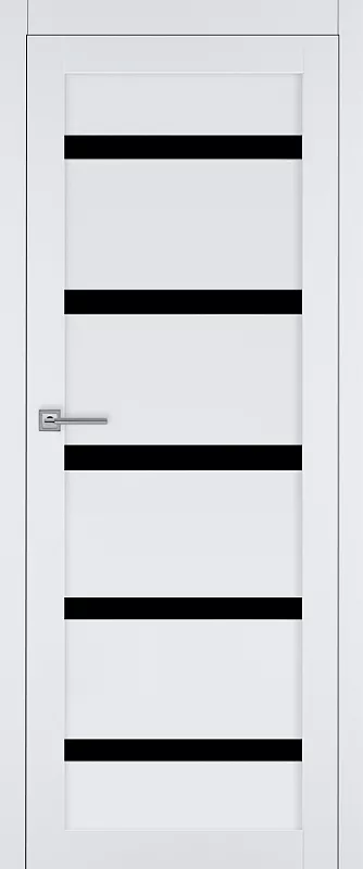 Межкомнатная дверь Carda  Т-5 Белый софт чёрное стекло
