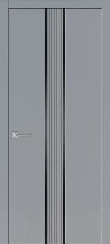 Межкомнатная дверь Carda Е-1 Серый софт глухая черный молдинг