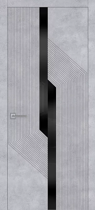 Межкомнатная дверь Carda Е-3 Бетон серый черное стекло