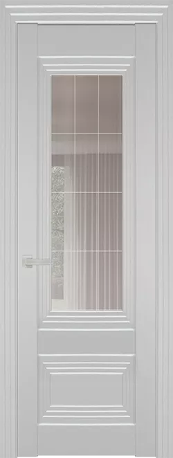 Межкомнатная дверь Carda Diamond VN-7 Зеркало Прозрачное Серое Гравировка, белый пэт