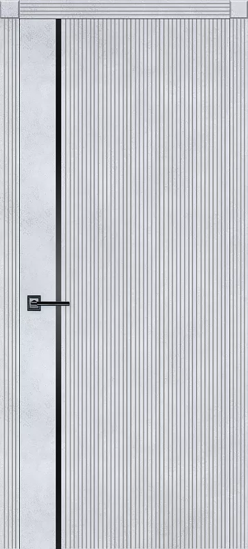 Межкомнатная дверь Carda Е-5 Бетон снежный глухая молдинг черный