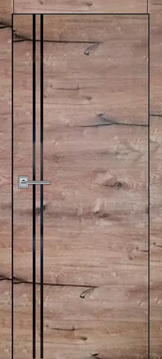 Межкомнатная дверь Carda R-5 Дуб Пацифика молдинг черный