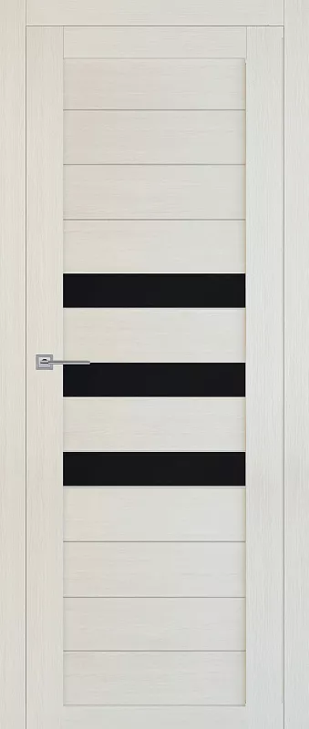 Межкомнатная дверь Carda Т-7 Беленая лиственница чёрное стекло