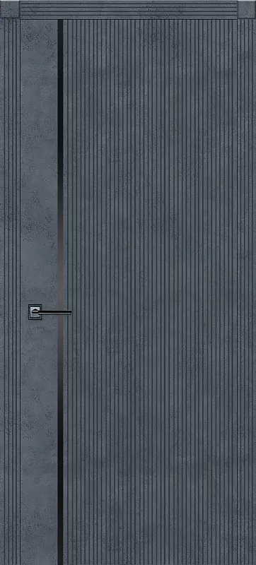 Межкомнатная дверь Carda Е-5 Бетон графит глухая молдинг черный