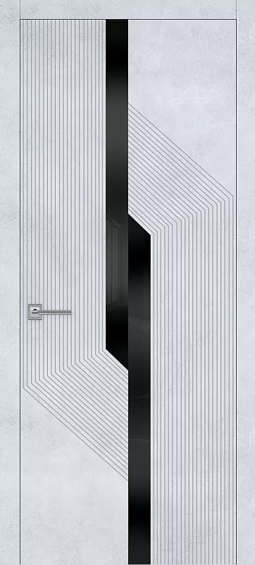 Межкомнатная дверь Carda Е-3 Бетон снежный черное стекло