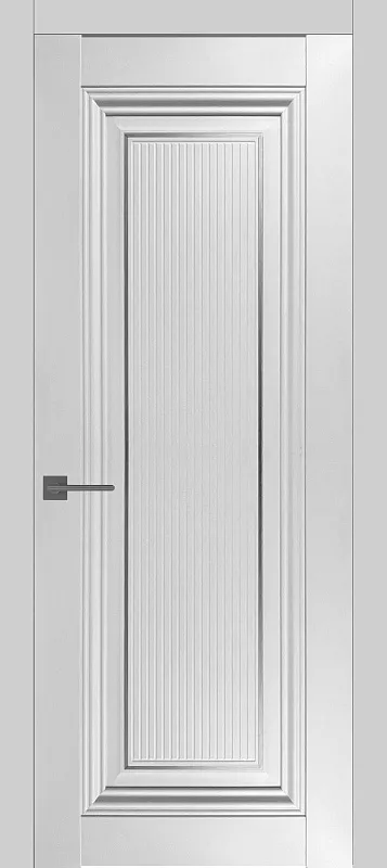 Межкомнатная дверь Carda Diamond VN-4 глухая, молдинг серебро, белый пэт