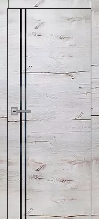 Межкомнатная дверь Carda R-5 Дуб Арктика молдинг черный