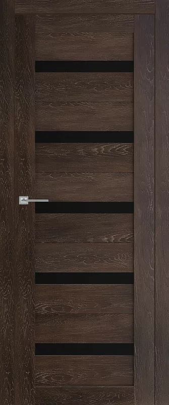 Межкомнатная дверь Carda Т-5 Шале мореный чёрное стекло