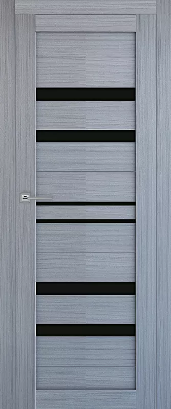 Межкомнатная дверь Carda Т-18 Пепельный дуб чёрное стекло