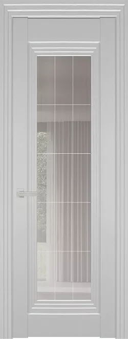 Межкомнатная дверь Carda Diamond VN-6 Зеркало Прозрачное Серое Гравировка, белый пэт