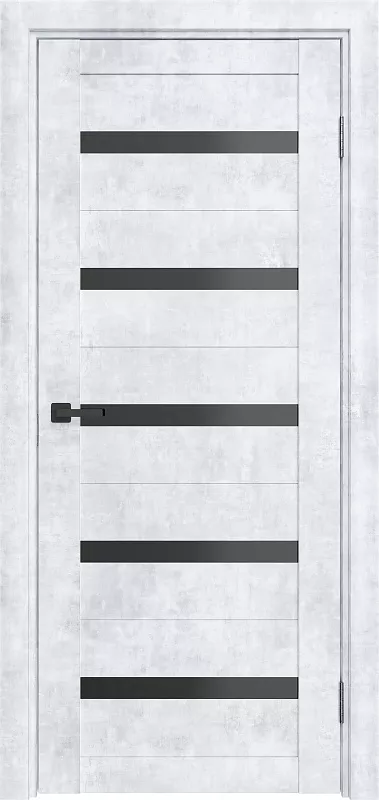 Межкомнатная дверь Carda ТЛ-5 Бетон снежный черное стекло