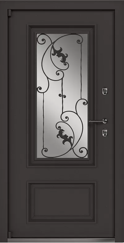 Входная дверь Carda Termo Premium 02-К Металл Муар Темно коричневый + Багет Виктория