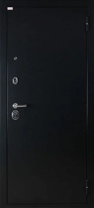 Входная дверь С-7251 Черный муар Оптима Белый снег софт 2 конт. упл. Ручка Россо 713 Замки Г-3211, Г-3001