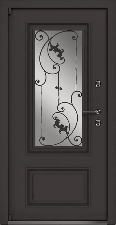 Входная дверь Carda Termo Premium 02-К Империал Металл Муар Темно коричневый + Багет Виктория