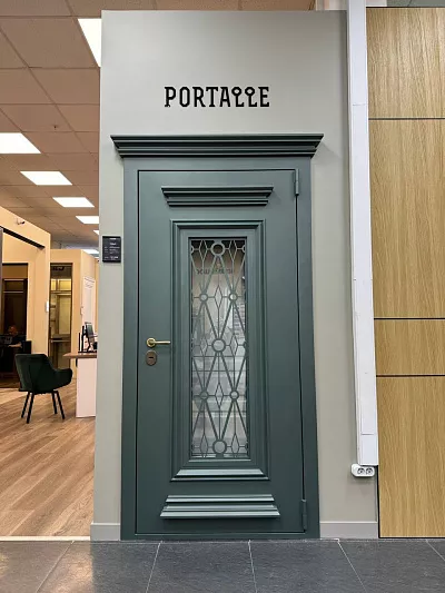 135380 Дверь TermoPlus 950х2050 Правая Patina Багет II Ст V009 Англия RAL9003 Decoline Light Бел дерево Venera бронза (Распродажа)