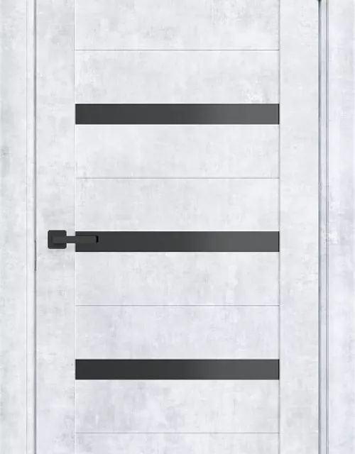 Фото: Межкомнатная дверь Carda ТЛ-5 Бетон снежный черное стекло