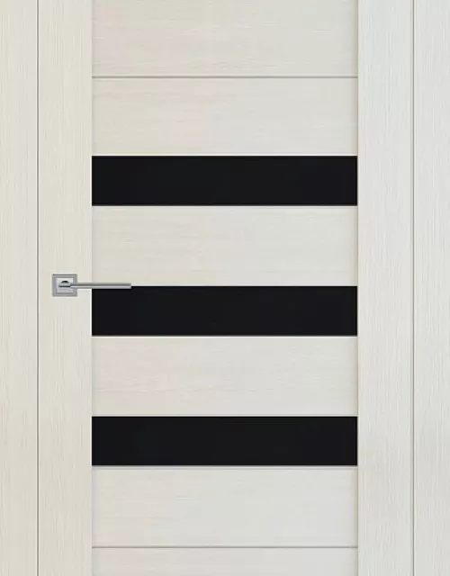 Фото: Межкомнатная дверь Carda Т-7 Беленая лиственница чёрное стекло