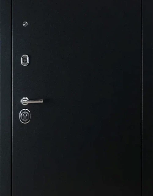 Фото: Входная дверь С-7251 Черный муар Оптима Белый снег софт 2 конт. упл. Ручка Россо 713 Замки Г-3211, Г-3001