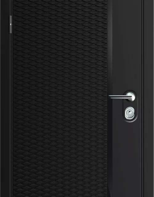 Фото: Входная дверь Carda С-20221Z Черный букле 02 Black soft 21Z White soft Зеркало Г-3001 + Г-3211 Без ручки Хром