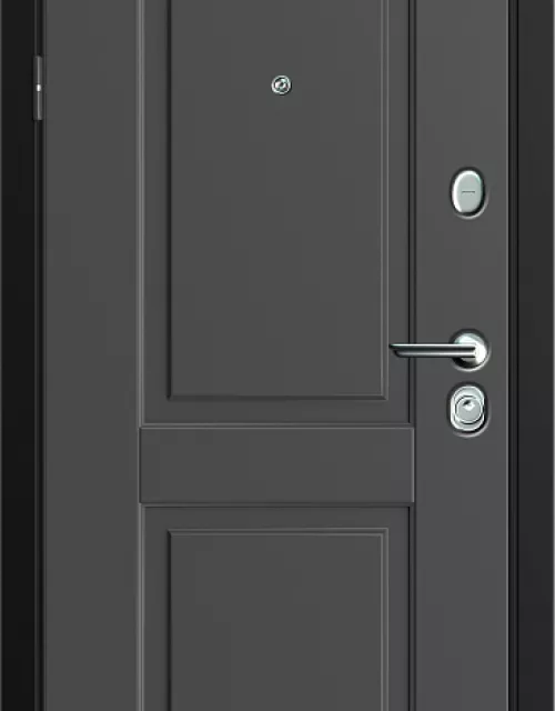 Фото: Входная дверь Carda С-12321 Черный букле DOPPIO CLASSICA Grey soft White soft Без ручки Хром