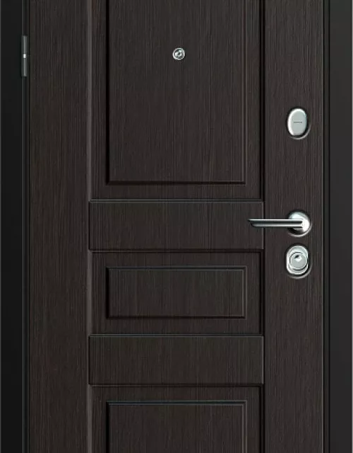 Фото: Входная дверь Carda С-401 Черный букле TRIPLICE CLASSICA Венге премиум Белое дерево Без ручки Хром