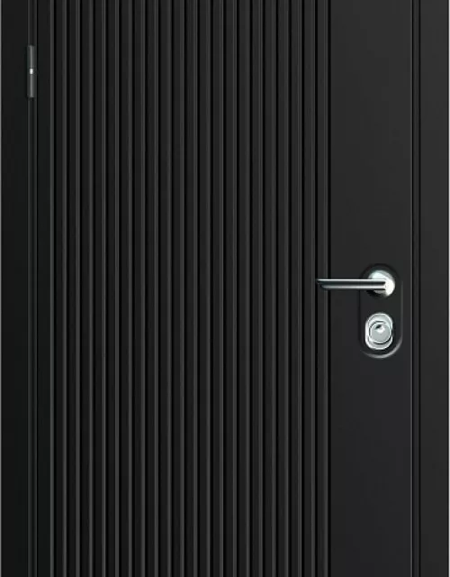 Фото: Входная дверь Carda С-22113Z Черный букле 21 Black soft 13Z Grey soft Зеркало Без ручки Хром